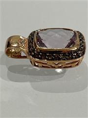 LeVian 14K Rose Gold Chocolate Diamond Amethyst Necklace Pendant